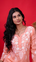 Load image into Gallery viewer, Reet Women's Lucknowi Handcrafted Modal Cotton Chikankari Kurti - HONC0211984