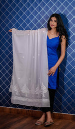 Load image into Gallery viewer, Women's Lucknowi Handcrafted Cotton Chikankari Dupatta - HONC0210057