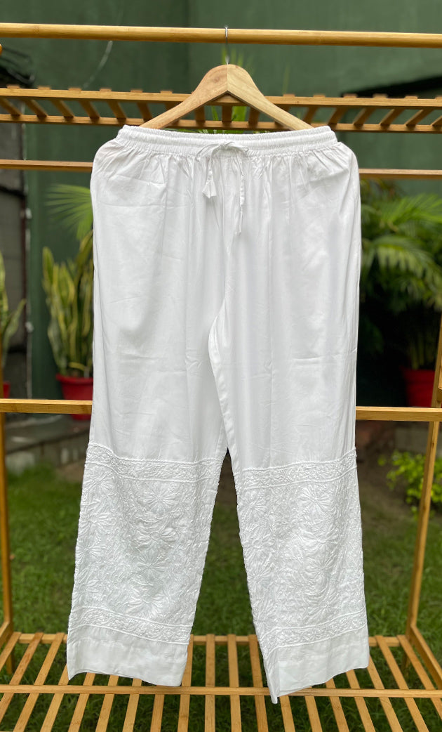 Women's Lakhnavi Handcrafted Cotton Chikankari Palazzo - HONC0254873