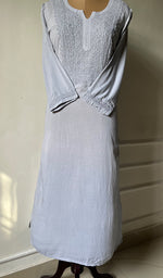 将图像加载到图库查看器中, Women's Lucknowi Handcrafted Modal Cotton Chikankari Kurti - HONC0229158