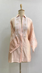 Load image into Gallery viewer, Fiza Women's Lakhnavi Handcrafted Chanderi Silk Semi- Stiched Chikankari Top - HONC0191703