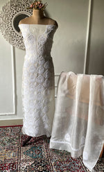 将图像加载到图库查看器中, Women's Lakhnavi Handcrafted Pure Organza Chikankari Unstitched Kurta And Dupatta Set- HONC0328885