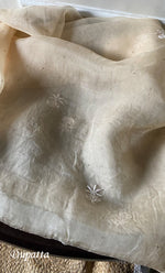 将图像加载到图库查看器中, Women's Lakhnavi Handcrafted Pure Organza Chikankari Unstitched Kurta And Dupatta Set- HONC0266923