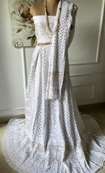 Load image into Gallery viewer, Women's Lakhnavi Handcrafted Bridal Viscose Georgette Chikankari Lehenga Set - HONC0265092