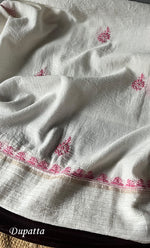 Load image into Gallery viewer, Women's Lakhnavi Handcrafted Maheshwari Mul Chanderi Unstitched Kurta And Dupatta Set- HONC0270650