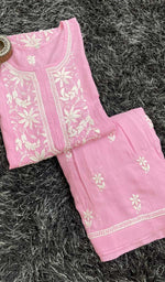 Load image into Gallery viewer, Zhavia Women's Lakhnavi Handcrafted Modal Cotton Chikankari Kurta And Gharara Set - HONC0130449