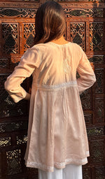 Load image into Gallery viewer, Women's Lakhnavi Handcrafted Chanderi Silk Chikankari Top - HONC0261128