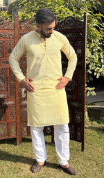 Load image into Gallery viewer, Men's Faux-Georgette Hakoba Kurta - HONC0261808