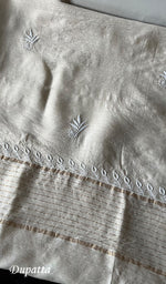 Load image into Gallery viewer, Women's Lakhnavi Handcrafted Munga Silk Chikankari Kurta And Dupatta Set- HONC0259741