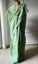 将图像加载到图库查看器中, Women's Lakhnavi Handcrafted Cotton Chikankari Saree - HONC0320896