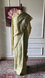 Load image into Gallery viewer, Women's Lakhnavi Handcrafted Tussar Silk Chikankari Saree - HONC0307380