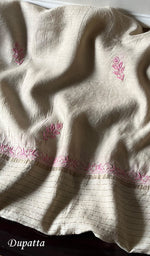 将图像加载到图库查看器中, Women's Lakhnavi Handcrafted Munga Silk Chikankari Kurta And Dupatta Set- HONC0278872