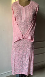Load image into Gallery viewer, Safiya Women's Lakhnavi Handcrafted Viscose Georgette Chikankari Kurti- HONC0276114