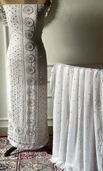将图像加载到图库查看器中, Women's Lucknowi Handcrafted Viscose Georgette Semi - Stitched Chikankari Kurta and Dupatta Set- HONC0328907