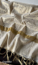 将图像加载到图库查看器中, Women's Lucknowi Handcrafted Tissue Chanderi Chikankari Semi - Stitched Kurta Dupatta Set- HONC0241692