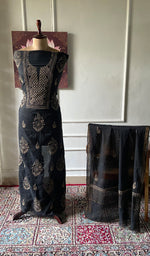 Load image into Gallery viewer, Women's Lakhnavi Handcrafted Mul Chanderi Unstitched Chikankari Full Suit - HONC0351095
