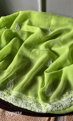 Load image into Gallery viewer, Women's Lakhnavi Handcrafted Unstitched Faux-Georgette Chikankari Suit Material - HONC0277954