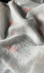 Load image into Gallery viewer, Rose Women's Lakhnavi Handcrafted Pure Organza Chikankari Unstitched Kurta And Dupatta Set - HONC030677