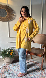 Load image into Gallery viewer, Trisha Women's Lakhnavi Handcrafted Cotton Oversized Chikankari Top - HONC0325811
