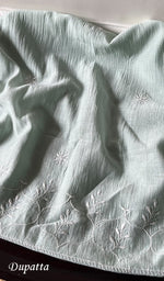 Load image into Gallery viewer, Laiba Women's Lakhnavi Handcrafted Mul Chanderi Semi - Stitched Anarkali And Dupatta Set - HONC0288583