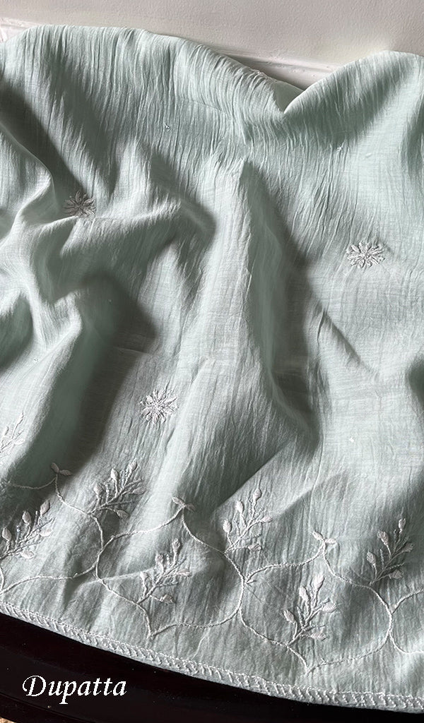 Laiba Women's Lakhnavi Handcrafted Mul Chanderi Semi - Stitched Anarkali And Dupatta Set - HONC0288583