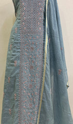 Load image into Gallery viewer, Women's Lakhnavi Handcrafted Chanderi Silk Chikankari Kurta Dupatta Set - HONC0135400