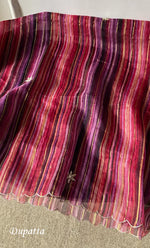 Load image into Gallery viewer, Women's Lakhnavi Handcrafted Pure Silk Georgette Semi - Stitched Chikankari Kurta And Dupatta Set - HONC0302216