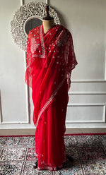 Load image into Gallery viewer, Women's Lucknowi Handcrafted Faux-Georgette Chikankari Saree - HONC0311919