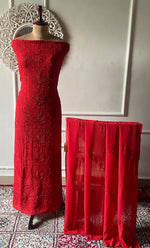 Load image into Gallery viewer, Women's Lakhnavi Handcrafted Viscose Georgette Unstitched Chikankari Full Suit Material - HONC0325145