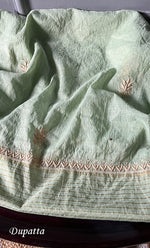 Load image into Gallery viewer, Women's Lakhnavi Handcrafted Mul Chanderi Unstitched Kurta And Dupatta Set- HONC0280882