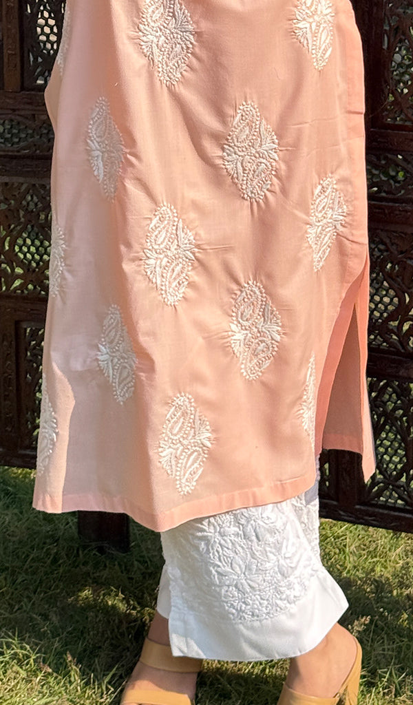 Zoha Women's Lucknowi Handcrafted Cotton Chikankari Kurti - HONC0234312