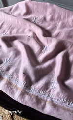 Load image into Gallery viewer, Women's Lakhnavi Handcrafted Mul Chanderi Semi - Stitched Kurta And Dupatta Set - HONC0258042