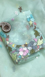 将图像加载到图库查看器中, Women's Lakhnavi Handcrafted Pure Organza Chikankari Unstitched Kurta And Dupatta Set- HONC0209010