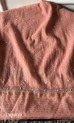 Load image into Gallery viewer, Chidiya Women's Lakhnavi Handcrafted Mul Chanderi Unstitched Kurta And Dupatta Set- HONC0330293