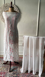 Load image into Gallery viewer, Women's Lakhnavi Handcrafted Mul Chanderi Unstitched Kurta And Dupatta Set - HONC0344582