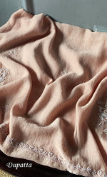 Load image into Gallery viewer, Women's Lakhnavi Handcrafted Mul Chanderi Unstitched Kurta And Dupatta Set- HONC0312988