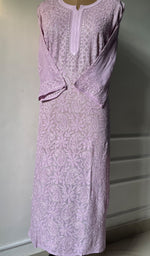 将图像加载到图库查看器中, Women's Lakhnavi Handcrafted Viscose Georgette Chikankari Kurti - HONC0276105