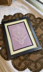 Load image into Gallery viewer, Chikankari Momento Frame – Handcrafted Embroidery (7x 9 Inch, Purple ) - HONC0269442