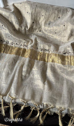将图像加载到图库查看器中, Women's Lucknowi Handcrafted Tissue Chanderi Chikankari Semi - Stitched Kurta Dupatta Set- HONC0279325