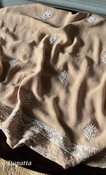 将图像加载到图库查看器中, Women's Lakhnavi Handcrafted Pure Silk Georgette Chikankari Kurta And Dupatta Set - HONC0291000