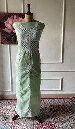 Load image into Gallery viewer, Women's Lakhnavi Handcrafted Cotton Chikankari Unstitched Kurti Fabric - HONC0368477