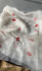 Load image into Gallery viewer, Women's Lakhnavi Handcrafted Pure Organza Chikankari Unstitched Kurta And Dupatta Set- HONC0310179