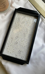 将图像加载到图库查看器中, Handcrafted Chikankari Tray with Two Coasters – Wooden Frame - HONC0269376
