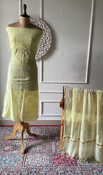将图像加载到图库查看器中, Pure Mul Chanderi Chikankari 3 Pc Unstitched Suit Set