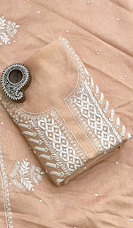 将图像加载到图库查看器中, Women's Lakhnavi Handcrafted Maheshwari Mul Chanderi Kurta And Dupatta Set - HONC0186850
