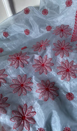 将图像加载到图库查看器中, Women's Lakhnavi Handcrafted Organza Chikankari Unstitched Kurti Fabric - HONC0138395