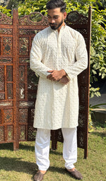 Load image into Gallery viewer, Men's Faux-Georgette Hakoba Kurta - HONC0266683