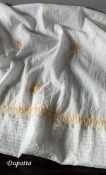 Load image into Gallery viewer, Women's Lakhnavi Handcrafted Mul Chanderi Semi - Stitched Angrakha And Dupatta Set - HONC0303234