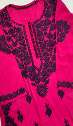 将图像加载到图库查看器中, Women's Lucknowi Handcrafted Modal Cotton Chikankari Kurti - HONC0230377