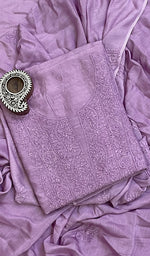 将图像加载到图库查看器中, Women's Lucknowi Handcrafted Muslin Chikankari Suit Material - HONC0163902